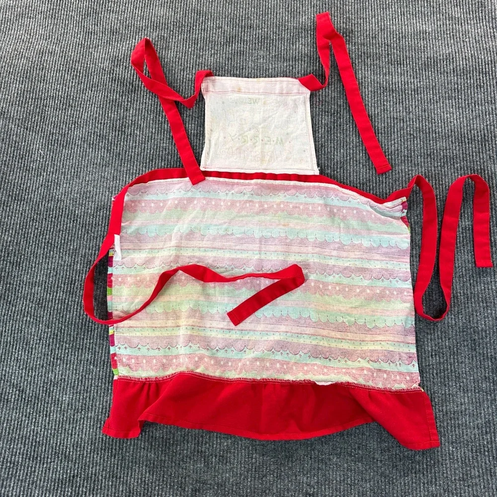 Huntington Home Unisex We Whisk You A Merry Christmas Apron OS Red Cotton Ruffle